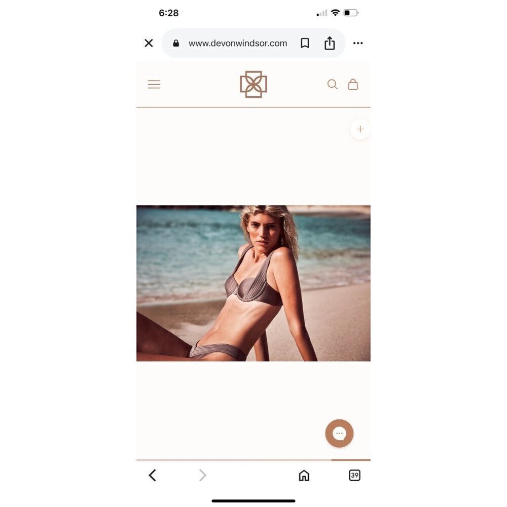 Devon Windsor Size XL Rue Top Bikini Taupe Brown Satin Swim Top - Picture 4 of 13